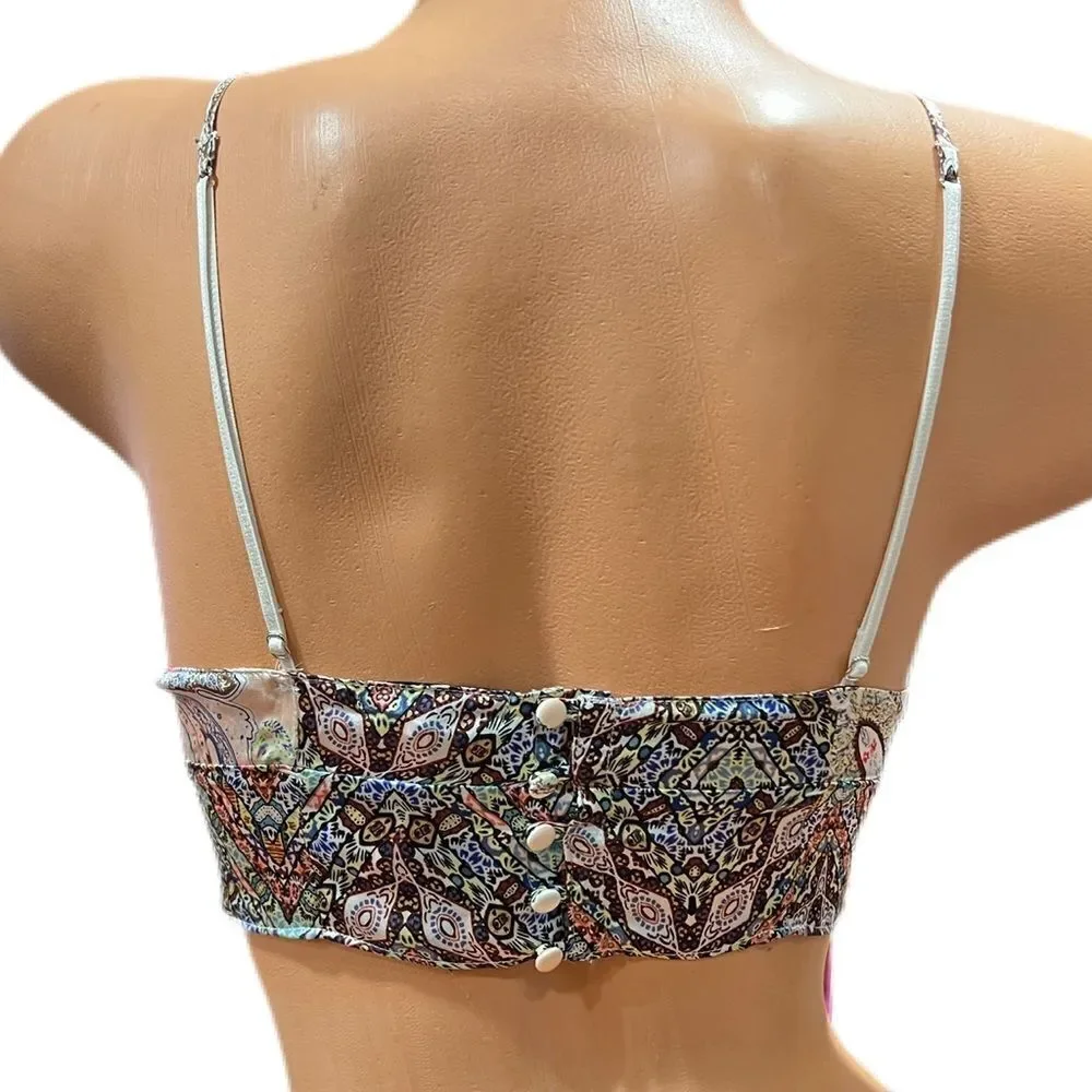 Victoria's Secret Multicolor Patterned Longline Bralette 100% Silk